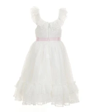 Pippa & Julie Little Girls Sleeveless Ruth Dotted Lace Fit-And-Flare Dress