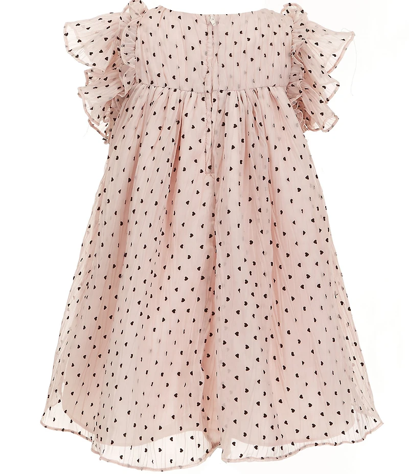 Pippa & Julie Little Girls Angie Short-Sleeve Heart-Printed Bow-Accented Chiffon Float Dress