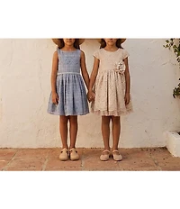 Pippa & Julie Little Girls Bryce Short Sleeve Floral Detail Lace Dress