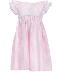 Pippa & Julie Little Girls Flutter-Sleeve Dahlia Gingham-Printed Fit-And-Flare Dress