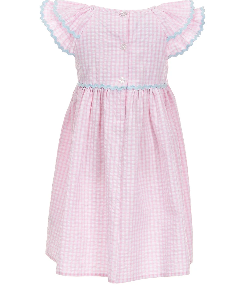 Pippa & Julie Little Girls Flutter-Sleeve Dahlia Gingham-Printed Fit-And-Flare Dress