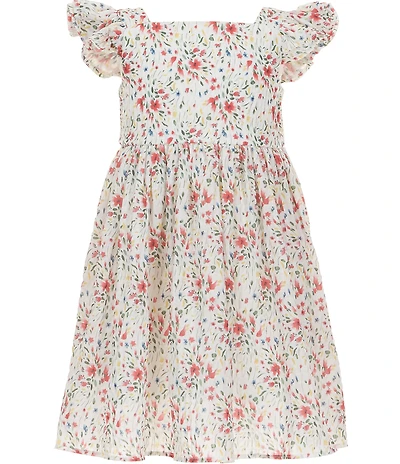 Pippa & Julie Little Girls Flutter Sleeve Sophia Floral-Printed Dress