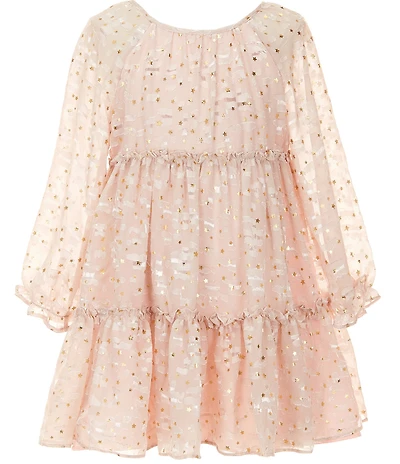 Pippa & Julie Little Girls Long Sleeves Sparkly Clip Dot Dress