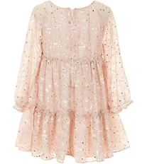 Pippa & Julie Little Girls Long Sleeves Sparkly Clip Dot Dress