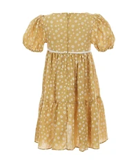 Pippa & Julie Little Girls Puffed-Sleeve Dot-Printed Empire-Waist Dress