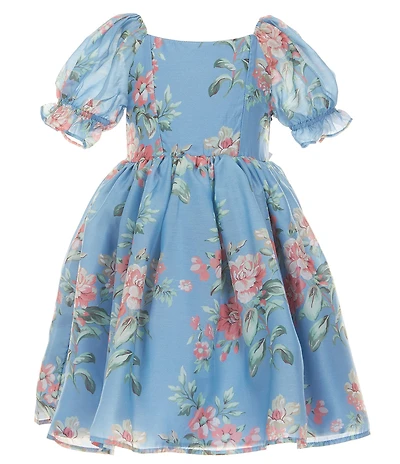 Pippa & Julie Little Girls Puffed-Sleeve Emilia Floral-Printed Dress