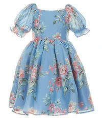 Pippa & Julie Little Girls Puffed-Sleeve Emilia Floral-Printed Dress