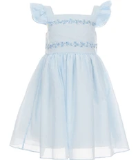 Pippa & Julie Little Girls Ruffle Sleeve Chambray Dress
