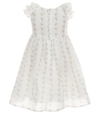 Pippa & Julie Little Girls Short Sleeve Lacey Floral Stripe Dress