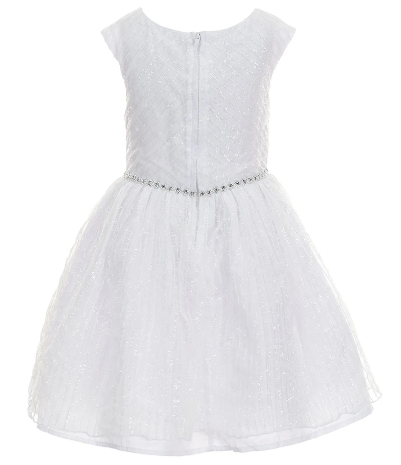 Pippa & Julie Little Girls Short Sleeve Sylvia Shiny V-Neck Dress