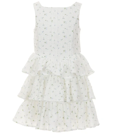 Pippa & Julie Little Girls Sleeveless Alex Pucker Floral Print Gauze Tiered Dress