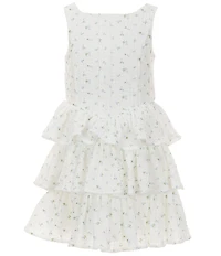 Pippa & Julie Little Girls Sleeveless Alex Pucker Floral Print Gauze Tiered Dress