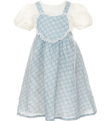 Pippa & Julie Little Girls Sleeveless Courtney Heart-Applique Jumper Dress & Solid T-Shirt Set