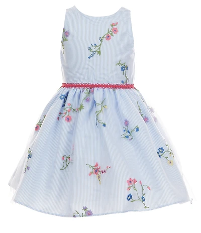 Pippa & Julie Little Girls Sleeveless Floral Embroidered Fit & Flare Dress