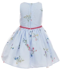 Pippa & Julie Little Girls Sleeveless Floral Embroidered Fit & Flare Dress