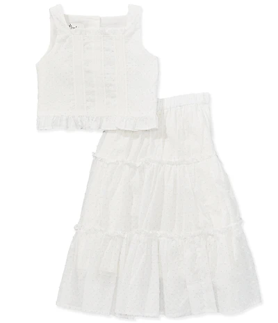 Pippa & Julie Little Girls Kimberly Ruffled Polka Dot Sleeveless Tank & Matching Maxi Skirt Set