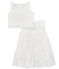 Pippa & Julie Little Girls Kimberly Ruffled Polka Dot Sleeveless Tank & Matching Maxi Skirt Set