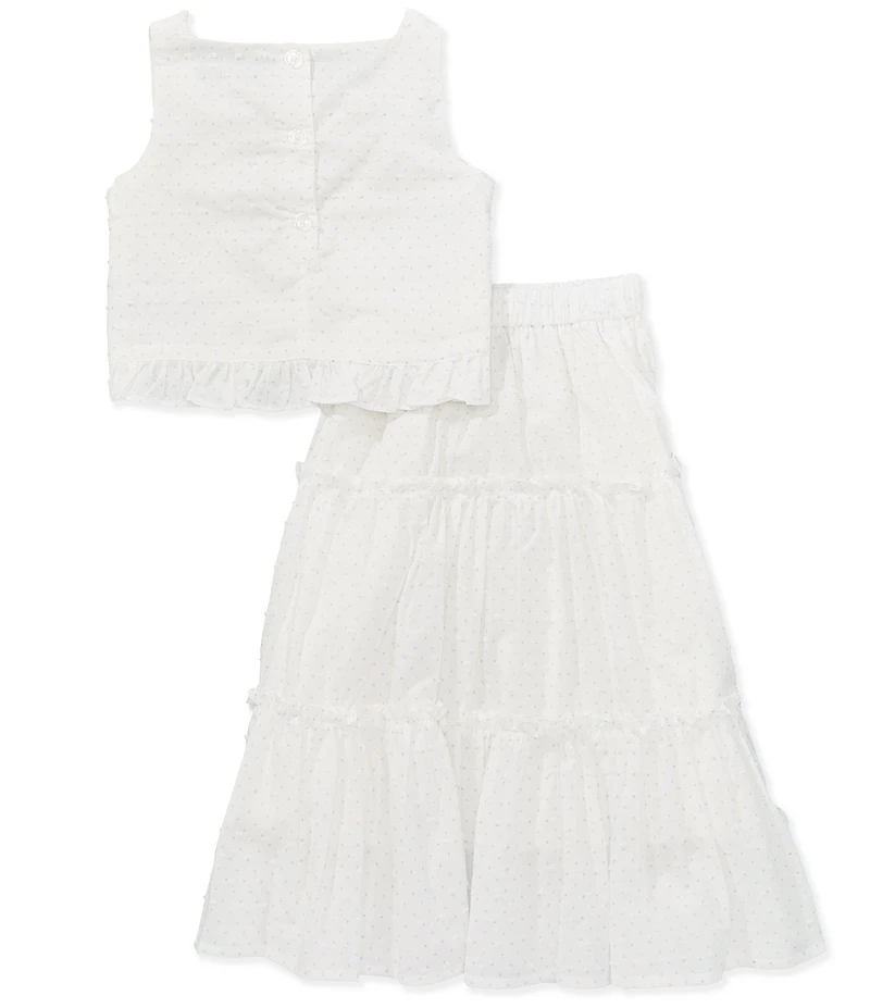 Pippa & Julie Little Girls Kimberly Ruffled Polka Dot Sleeveless Tank & Matching Maxi Skirt Set