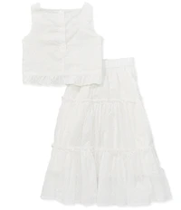 Pippa & Julie Little Girls Kimberly Ruffled Polka Dot Sleeveless Tank & Matching Maxi Skirt Set