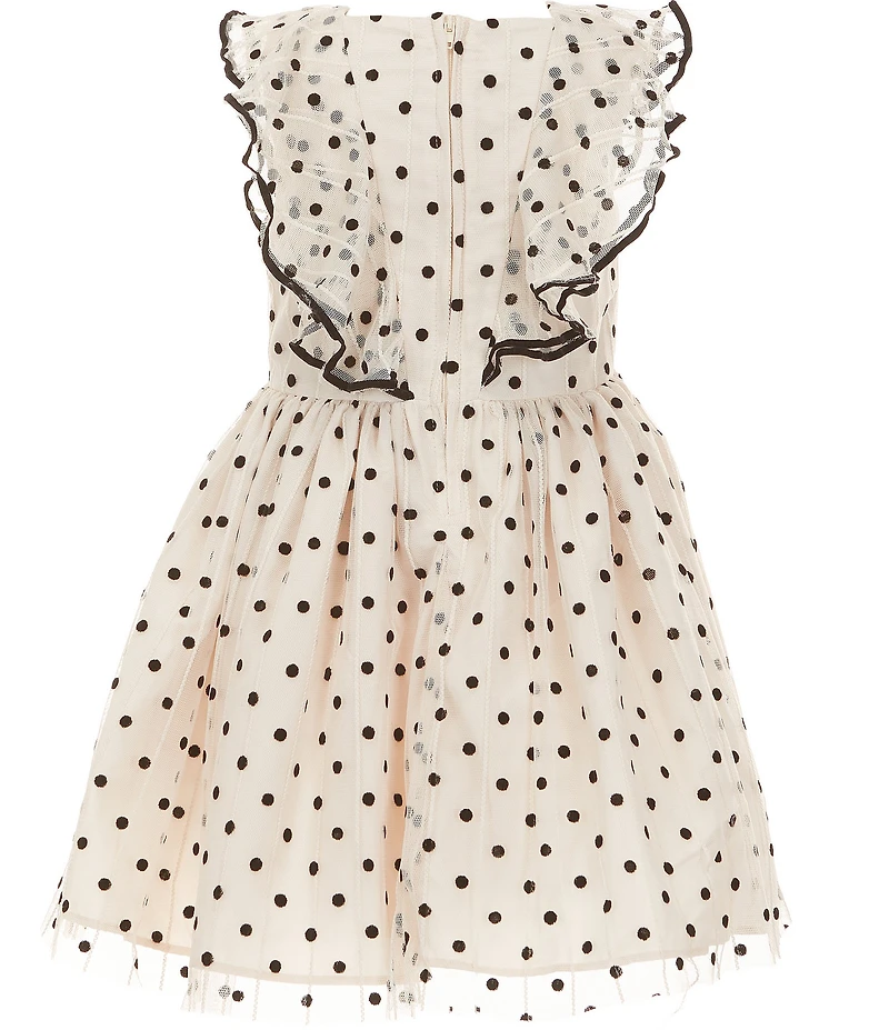 Pippa & Julie Little Girls Sleeveless Polka Dot Ruffle Bodice Dress