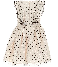 Pippa & Julie Little Girls Sleeveless Polka Dot Ruffle Bodice Dress