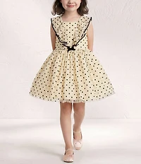 Pippa & Julie Little Girls Sleeveless Polka Dot Ruffle Bodice Dress
