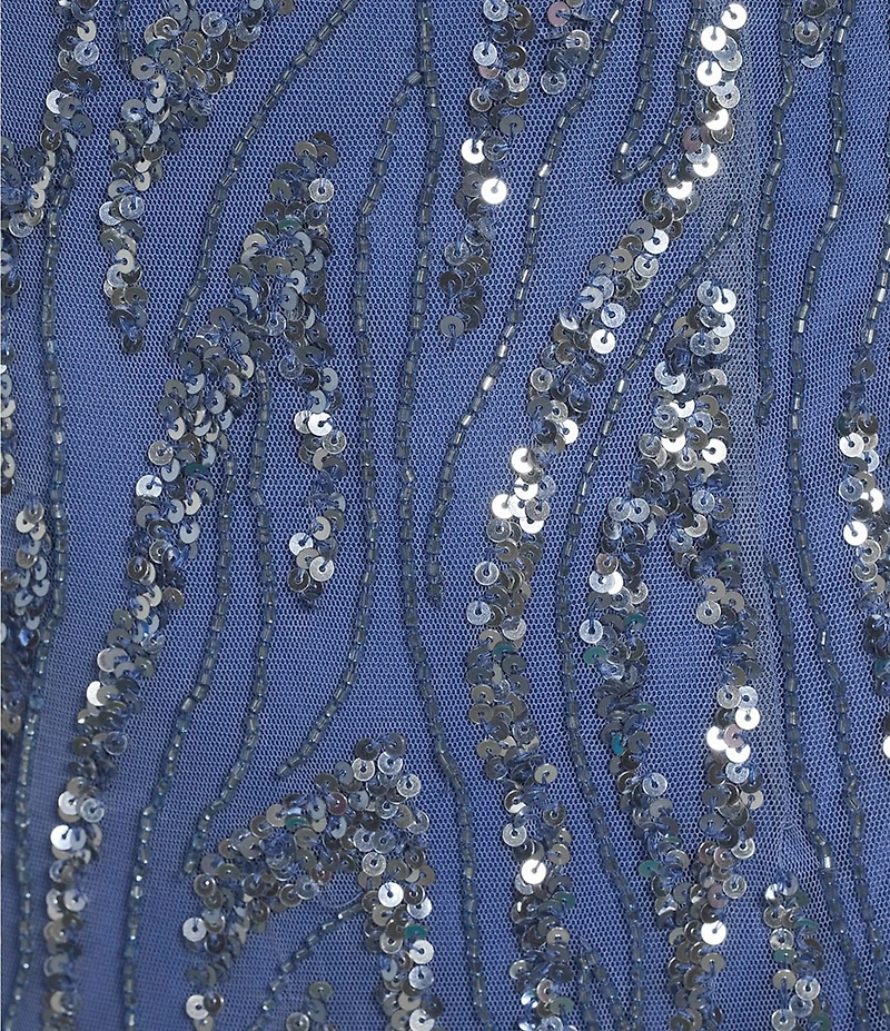 Pisarro Nights Beaded Mesh Long Dress