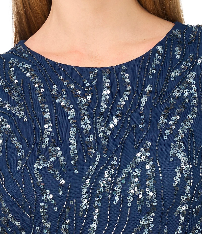 Pisarro Nights Beaded Mesh Long Dress