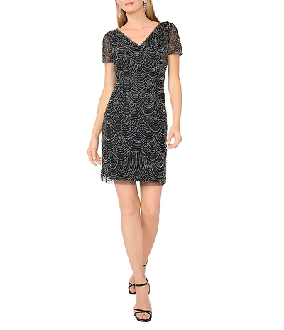 Pisarro Nights Beaded Short Sleeve Mini Dress