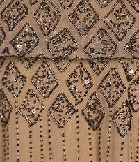 Pisarro Nights Diamond Bead Pattern Boat Neck 3/4 Split Sleeve Blouson Gown