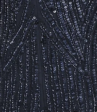 Pisarro Nights Petite Size Beaded Mesh Illusion Neckline Sleeveless Dress