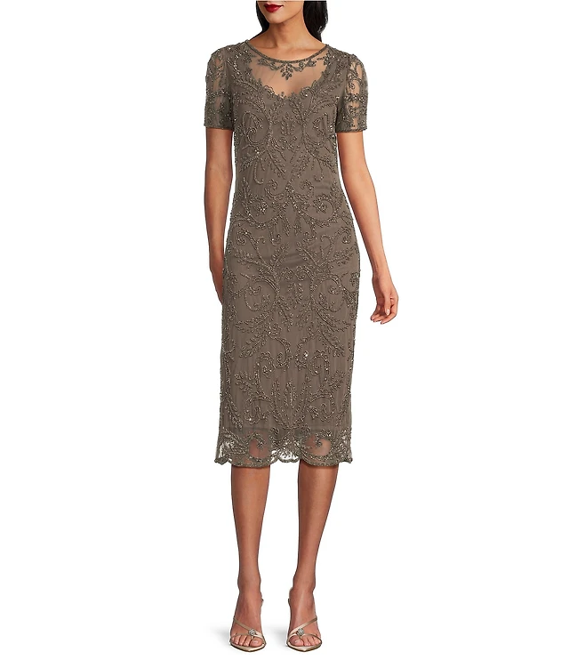 princess polly baby blue dress Pisarro Nights Beaded Mesh Midi Cocktail Dress