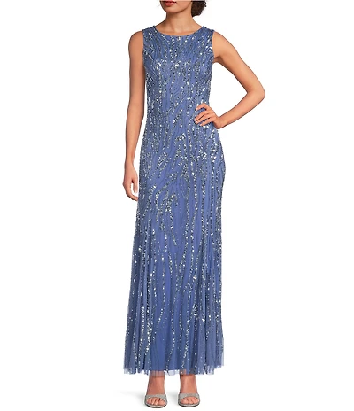 Pisarro Nights Petite Size Sequin Mesh Sleeveless Gown