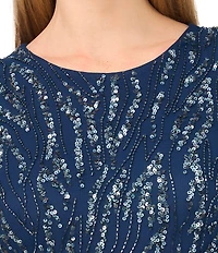 Pisarro Nights Petite Size Sequin Mesh Sleeveless Gown