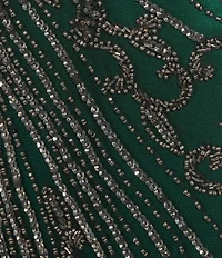 Pisarro Nights Petite Size Short Sleeve Beaded Gown