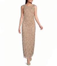 Pisarro Nights Petite Size Sleeveless Allover Beaded Dress