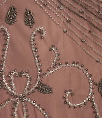 Pisarro Nights Plus Size Size V-Neck Short Sleeve Beaded Gown