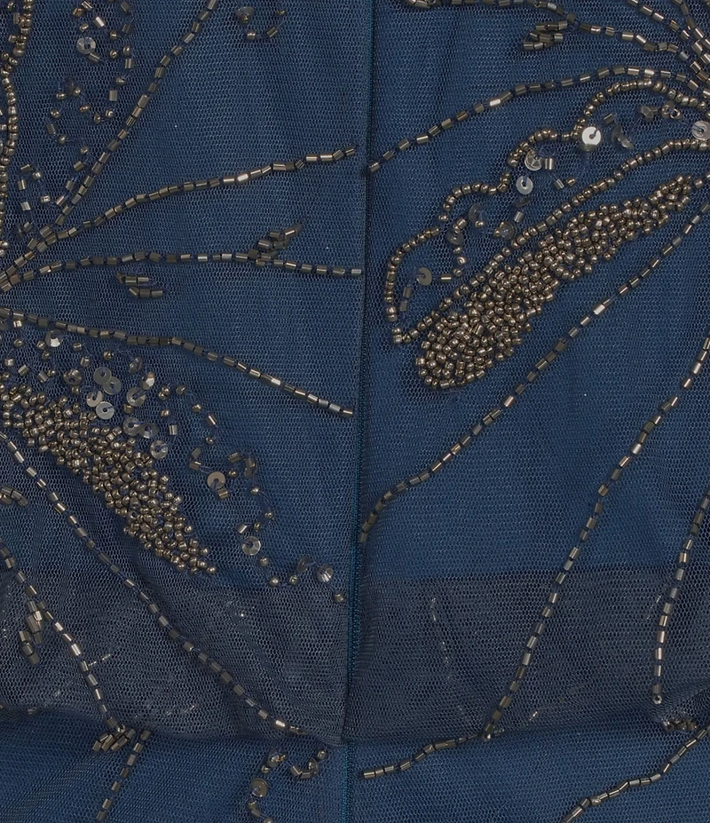 Pisarro Nights Plus Size U-Neck 3/4 Sleeve Long Beaded Dress