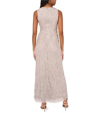 Pisarro Nights Sleeveless Crew Neck Sequin Column Gown
