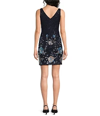 Pisarro Nights V Neck Beaded Sequin Mini Dress