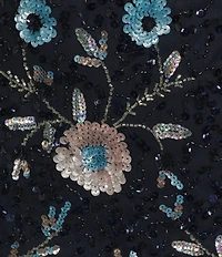 Pisarro Nights V Neck Beaded Sequin Mini Dress