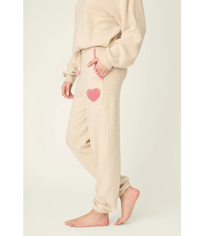 PJ Salvage Brushed Fleece Chenille Heart Detail Coordinating Joggers