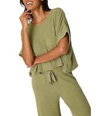 PJ Salvage Brushed Melange Knit Short Sleeve Scoop Neck Long Sleep Lounge Set