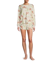 PJ Salvage Cowgirl Western Print Peachy Knit Coordinating Sleep Shorts