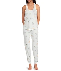 PJ Salvage Disco Dog Peachy Knit Drawstring Tie Coordinating Sleep Jogger