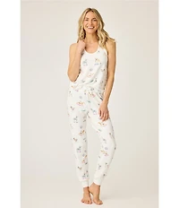 PJ Salvage Disco Dog Peachy Knit Drawstring Tie Coordinating Sleep Jogger