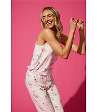PJ Salvage Disco Dog Peachy Knit Drawstring Tie Coordinating Sleep Jogger