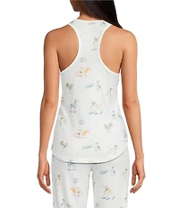 PJ Salvage Disco Dogs Sleeveless Scoop Neck Peachy Knit Coordinating Sleep Top
