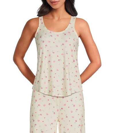 PJ Salvage Ditsy Floral Sleeveless Scoop Neck Pointelle Knit Coordinating Sleep Top