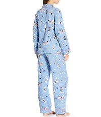 PJ Salvage Dog Print #double;Baked Woof Love#double; Embroidered Long Sleeve Notch Collar Flannel Pajama & Headband Holiday Set